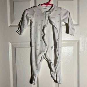Carter’s - white baby footie pjs with pink clouds and bunnies